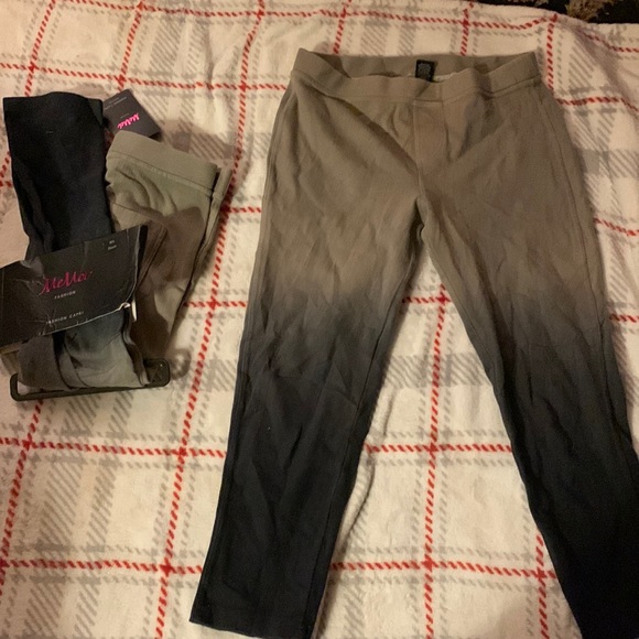 Memoi black and grey womens leggings. Size M/L. Never worn. - Picture 1 of 8